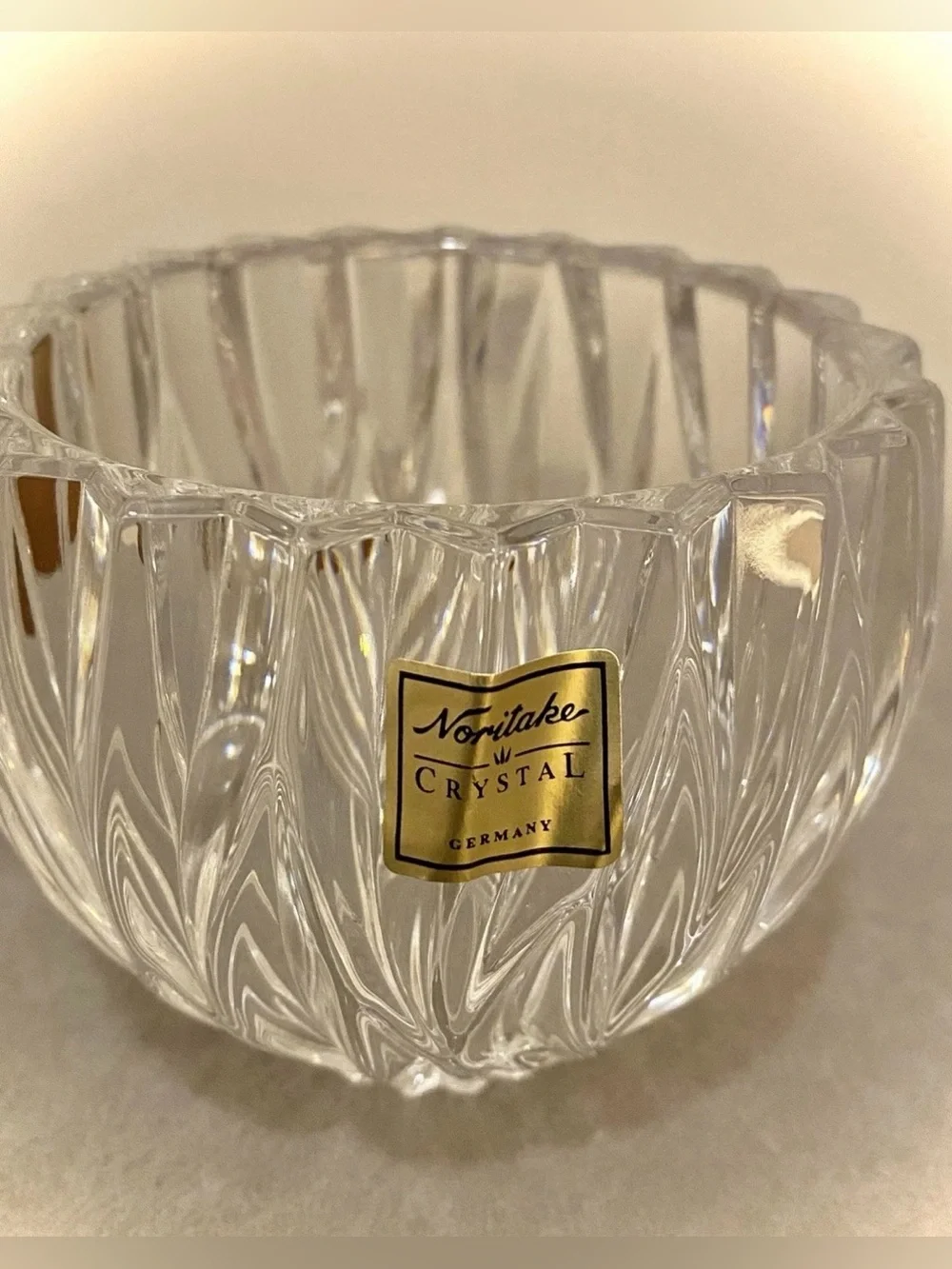 Noritake Satin Leaves Crystal Made In Germany NWOB 3 1/4